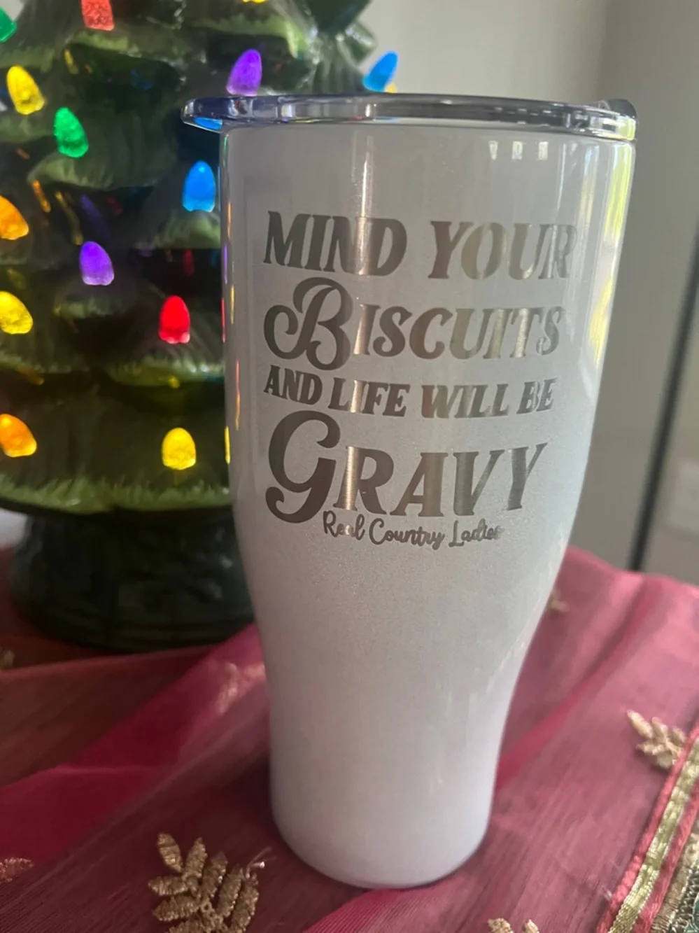 Mind Your Buscuits and life will be Gravy 27ounce Cup Slider lid new